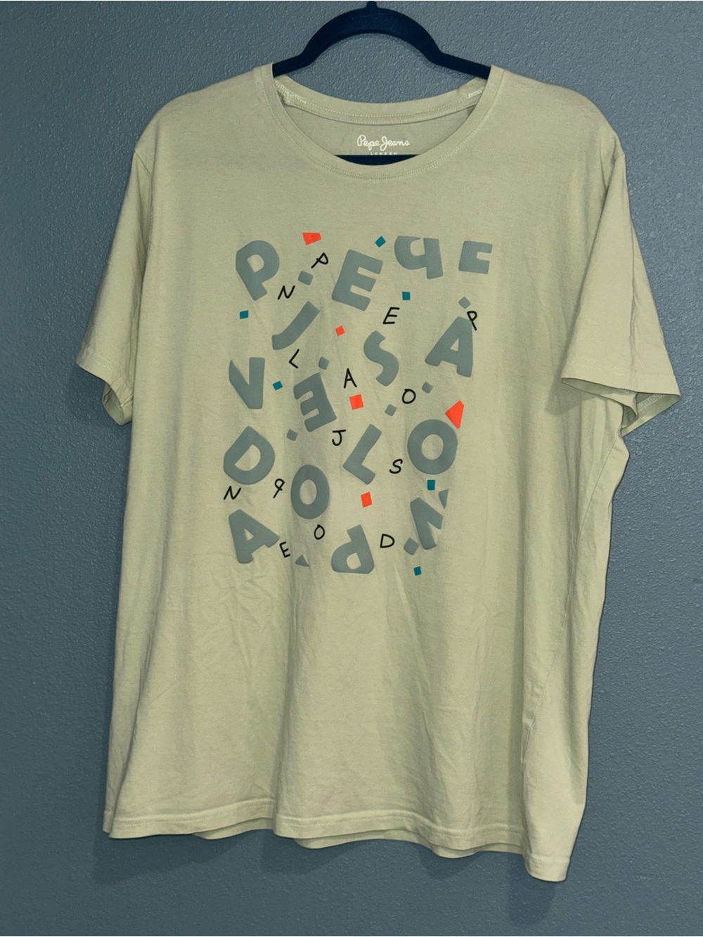 Pepe Jeans London Men’s 2XL Graphic T-Shirt Light Sage Green HTF Vintage Style